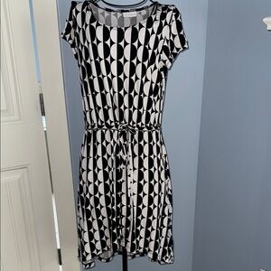 New York & Company Black and White Patterned Dress
